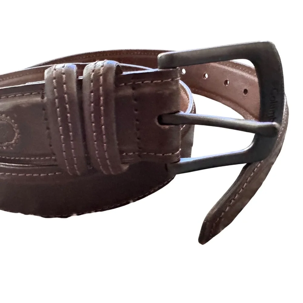 Columbia Leather Belt Casual‎ Dress Brown Stitched Mens Size 40 preloved
